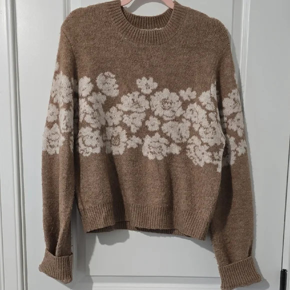 Floral Patterned Brown Sweater - Picture 1 of 3